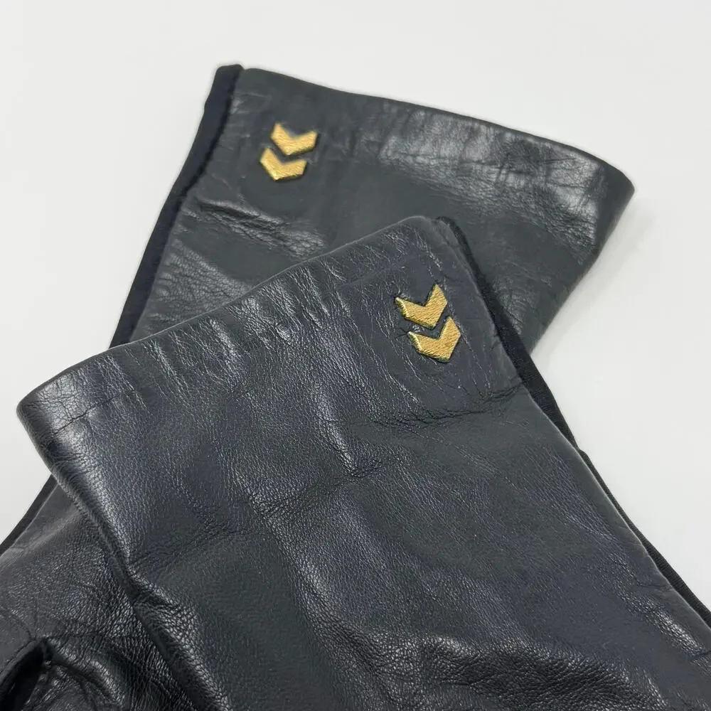 Vintage Aris Isotoner Black Leather Dress Gloves OS